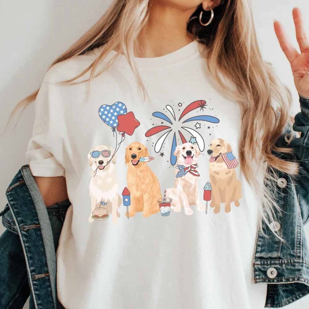 Funny 4th of July Cute Dogs Shirt, Fourth of July Dog Lover Shirt
